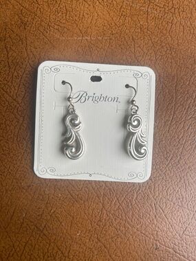 Brighton Polished Silver Scroll Drop Earrings